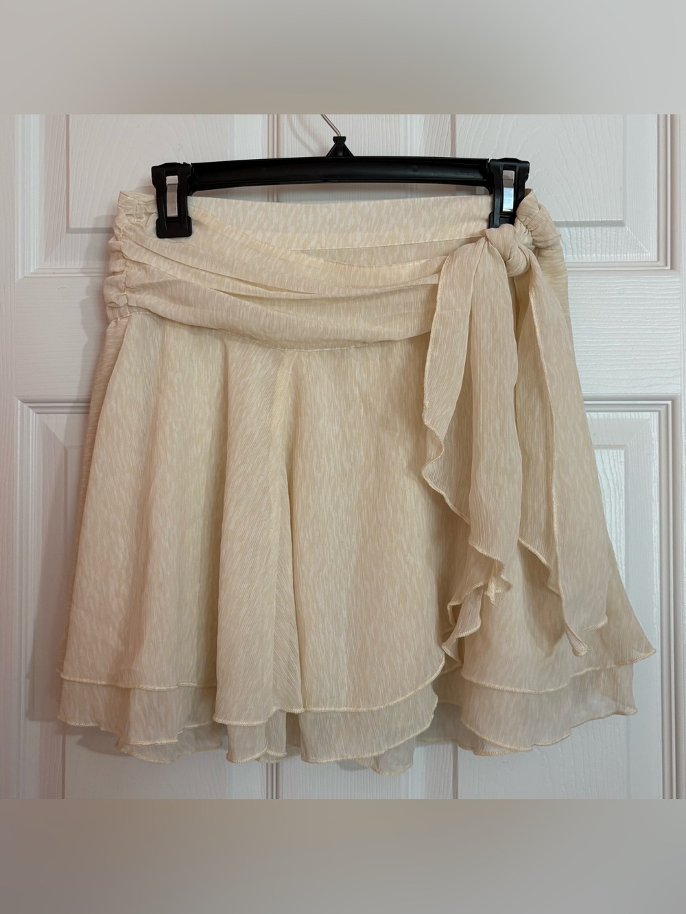 aerie Cream Tiered Wrap Skirt with Side Tie
